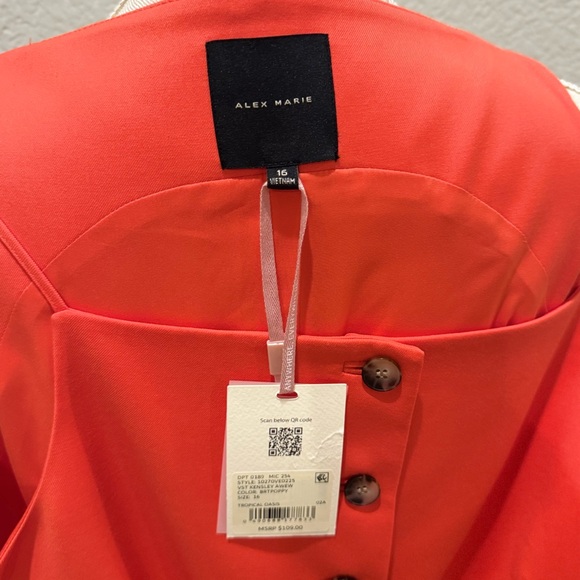 ALEX MARIE Women’s Orange Button-Down , Top. Size 16 - Picture 7 of 7